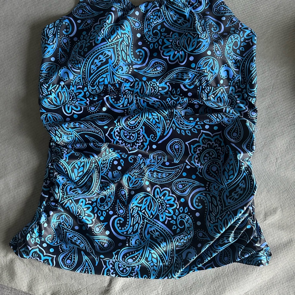 Blue Paisley Print Bathing suit Top